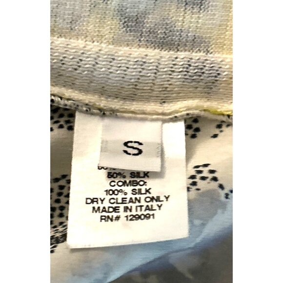 Prabal Gurung 100% Silk Top Abstract Yellow & Black Print V-Neck Long Sleeve Swe - Picture 6 of 6